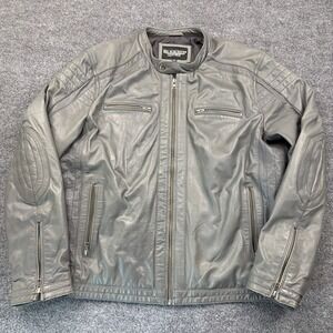Milwaukee Leather Gray Moto Jacket Men's 2XL Café Racer Quilted Motorcycle